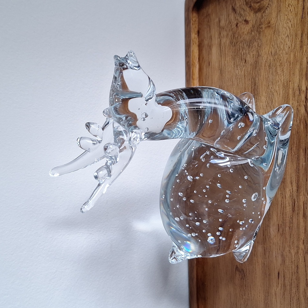 Handblown Clear Glass Deer Sculpture - Decorative Home Accent